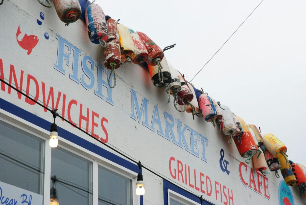 Exterior of fish market in rural area