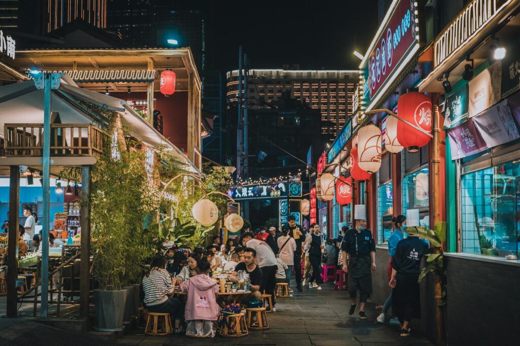 People Eating Street Food